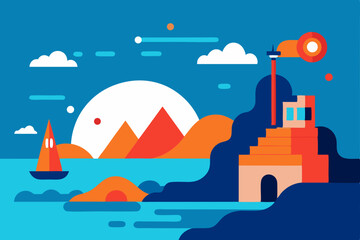 Naklejka premium surreal-coastal-scene-with-ai-elements