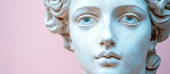 Classical Sculpture Bust Against Pink Background