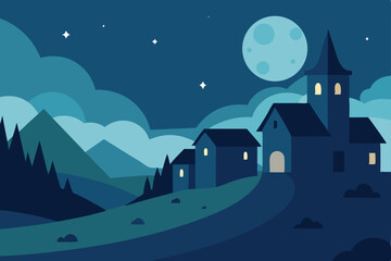 village-under-moonlight