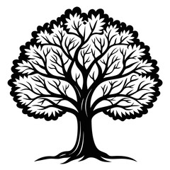 Obraz premium Elegant Black Cherry Tree Illustration with Strong Outline