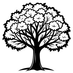 Obraz premium Artistic Black Cherry Tree Design with Bold Outline