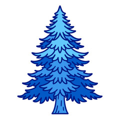  Charming Blue Spruce Tree Illustration in Bold Outline
