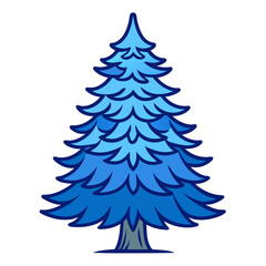 Obraz premium Striking Blue Spruce Tree Illustration with Strong Outline