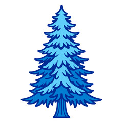  Artistic Blue Spruce Tree Design with Bold Outline