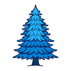  Stylish Blue Spruce Tree Illustration with Bold Outline