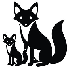 A cute black and white cat kitten silhouette vector illustration