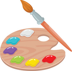 Paint Palette With Brushes Illustration