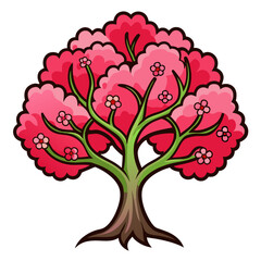  Vibrant Cherry Tree Design with Bold Outline