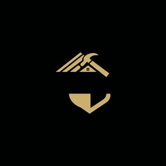 Build Strong Logo Design Featuring a Hammer and Roof for Construction