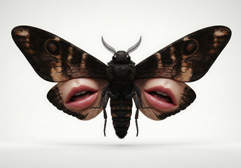 3D Realistic Horor Object of Butterfly with Face