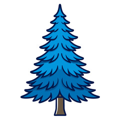  Vibrant Colorado Blue Spruce Tree Illustration with Strong Outline