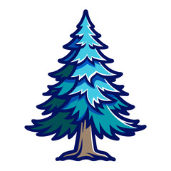  Distinct Colorado Blue Spruce Tree Illustration with Bold Outline