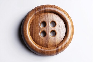 Rustic Wooden Button for Crafting isolated on white background