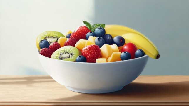 Fresh Healthy Breakfast Bowl with Fruits and Granol