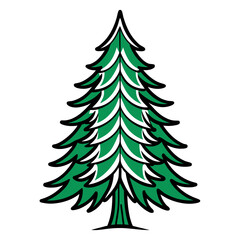 Obraz premium Vibrant Fir Tree Illustration on Clean Background