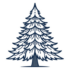 Obraz premium Fir Tree Art with Bold Outline on White