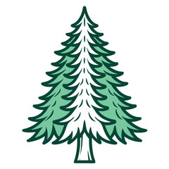  Fraser Fir Tree Art with Bold Outline on White