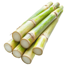 Fototapeta premium Stack of sugarcanes isolated on PNG transparent background, cut out