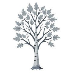  Vibrant Gray Birch Tree Design with Bold Outlines