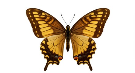 Fototapeta premium Golden yellow butterfly isolated on white background