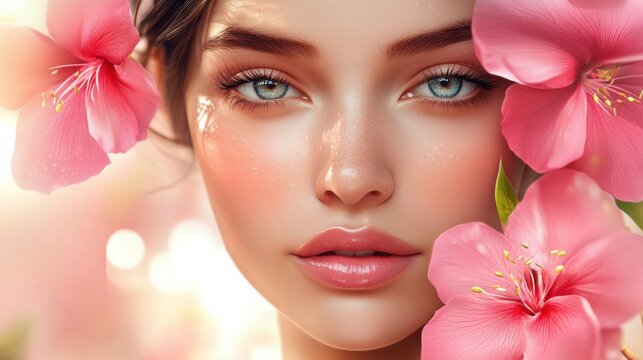 Beautiful woman face with healthy clean slon spa concept cosmetic skin care