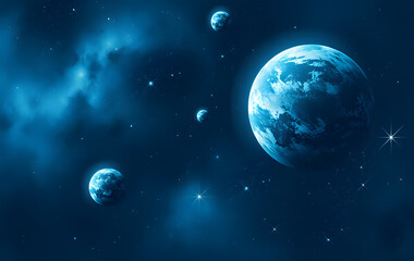 Fototapeta premium Space background with stars and planets, perfect for astronomy, science, or futuristic design projects, web backgrounds, posters, or social media.