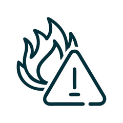 Fototapeta premium Fire with Warning Icon Representing Fire Hazard and Safety Alert