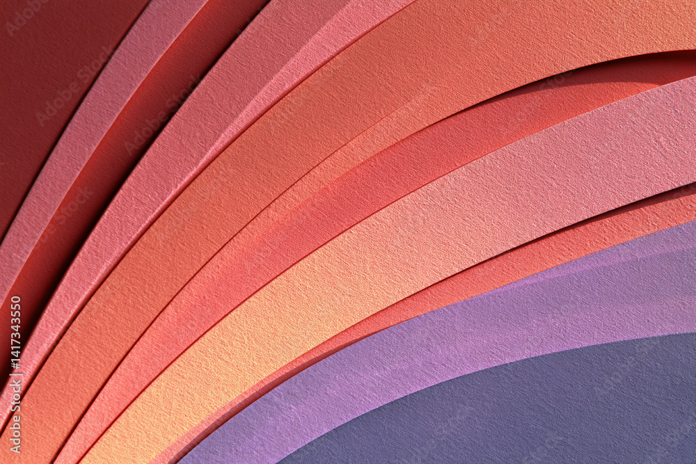 Poster abstract image of curved, textured layers in shades of red and purple, creating a smooth, dynamic de