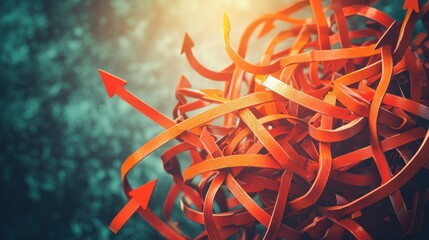 Abstract idea of business friction with tangled arrows and resistance.