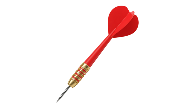 Precision Dart with red Fletching on Transparent Background