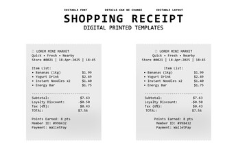Naklejka premium shopping reciept digital printed templates design