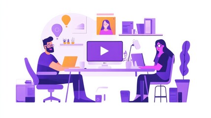 A team of professionals holding a video conference from their home offices