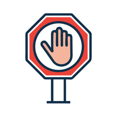 Obraz premium Stop Sign with Hand Icon Representing Digital Interruptions and Pause