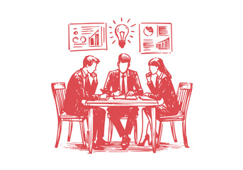 Business Teamwork Hand Drawn vector illustration