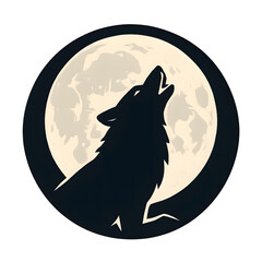 dire wolf howl over the moon logo vector