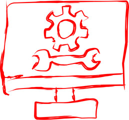 technical icon in scribble style. red line scribble icon