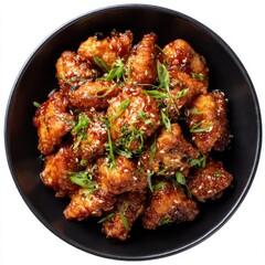 Fototapeta premium Glazed chicken with sesame seeds on white background