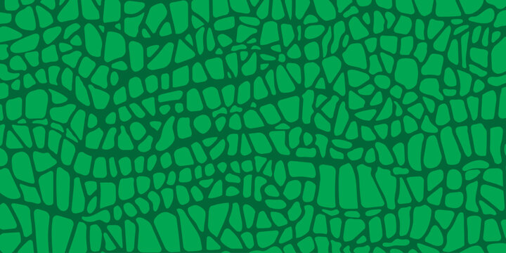 Vector alligator skin texture. Crocodile green pattern, green reptile and wild tropical animal leather.