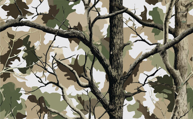 Woodland hunting camouflage seamless pattern with military background. Camouflage pattern background for hunting and military purposes.