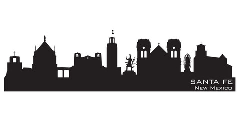 Santa Fe New Mexico city skyline vector silhouette