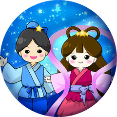 手描きの七夕アイコンイラスト