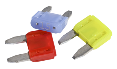 Car electrical fuses isolated on a transparent background. Completely in focus. Full depth of field. PNG.