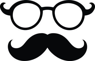 vintage glasses and mustache combo in a minimal vector illustration 