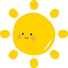 Hand drawn Funny sun icon illustration funny kids drawing