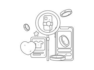Holiday shopping people doing e-commerce online shopping flat vector concept operation hand drawn illustration

