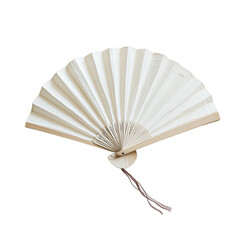 A classic, ornate, white paper fan, perfect for a display piece or souvenir.
