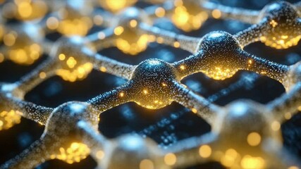 Microscopic network of glowing nodes and connecting filaments - Powered by Adobe