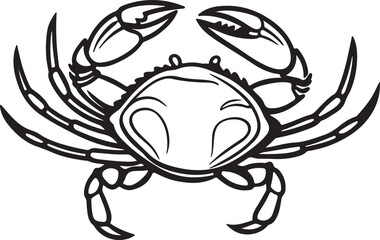 Fototapeta premium Silhouette of a crab in black and white against a white background, featured in a vector art illustration collection