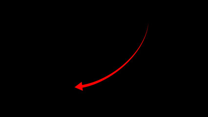 arrow icon downward arrow curve line icon isolated on black background.