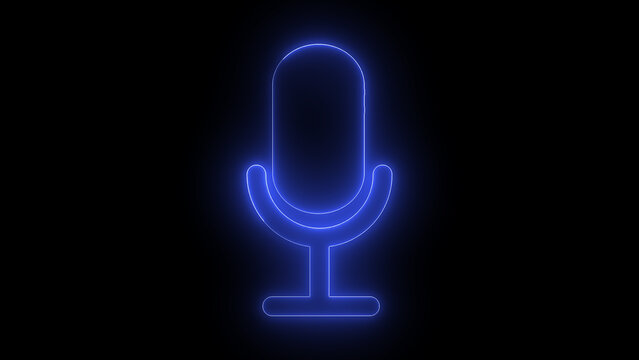 recommend clip art: neon glowing microphone icon voice recording and podcast mic microphone button icon isolated with a black background.